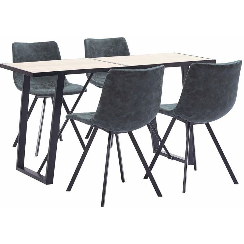 

Juego de comedor 5 piezas cuero sintético negro