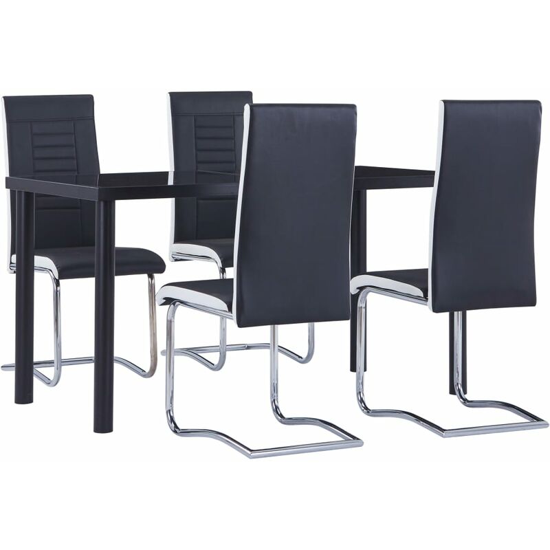 

Juego de comedor 5 piezas cuero sintético negro