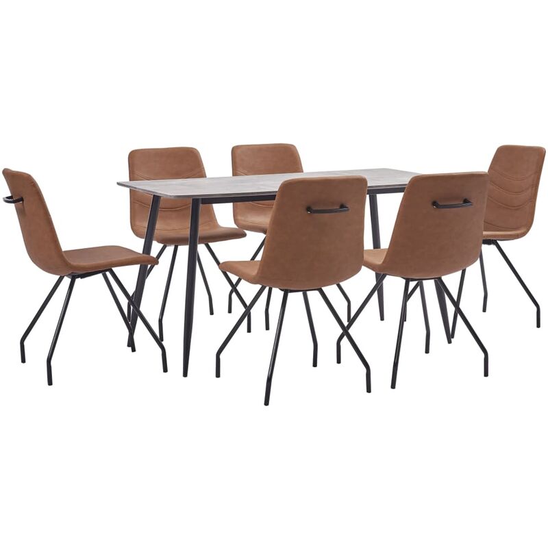 

Juego de Comedor Cuero Sintético 7 Piezas Marrón - Marrón - Vidaxl