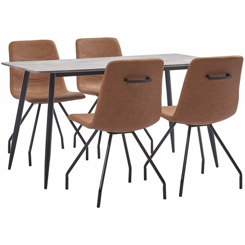 

Juego de Comedor Cuero Sintético 5 Piezas Marrón - Marrón - Vidaxl