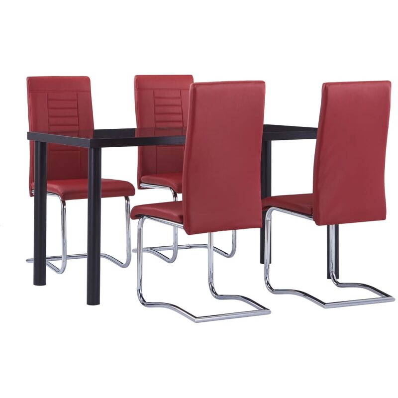 

BHD - Juego de comedor 5 piezas cuero sintético rojo