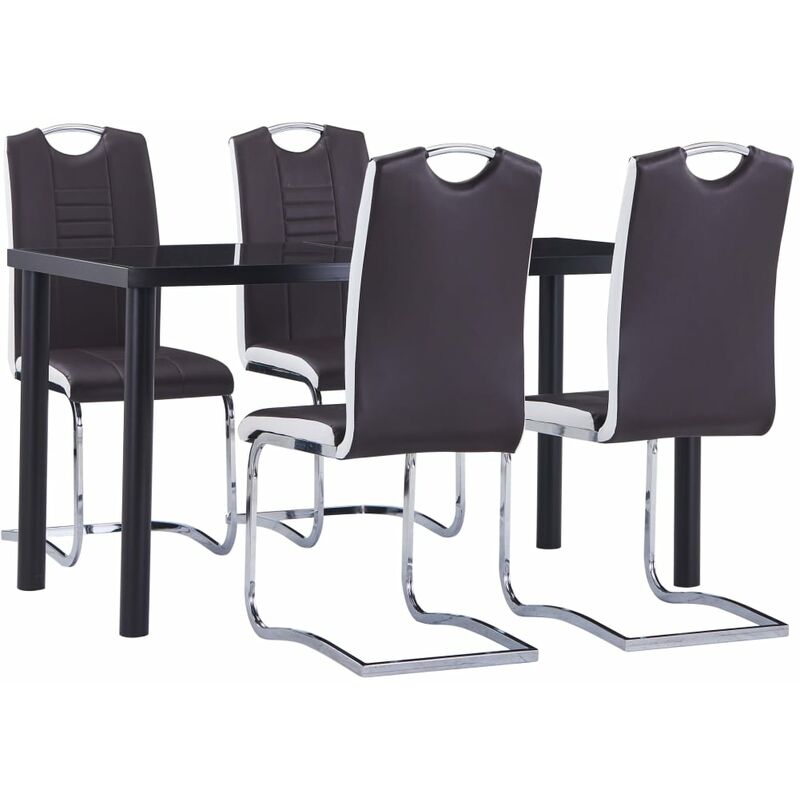 

Juego de comedor 5 piezas cuero sintético marrón - Marrón