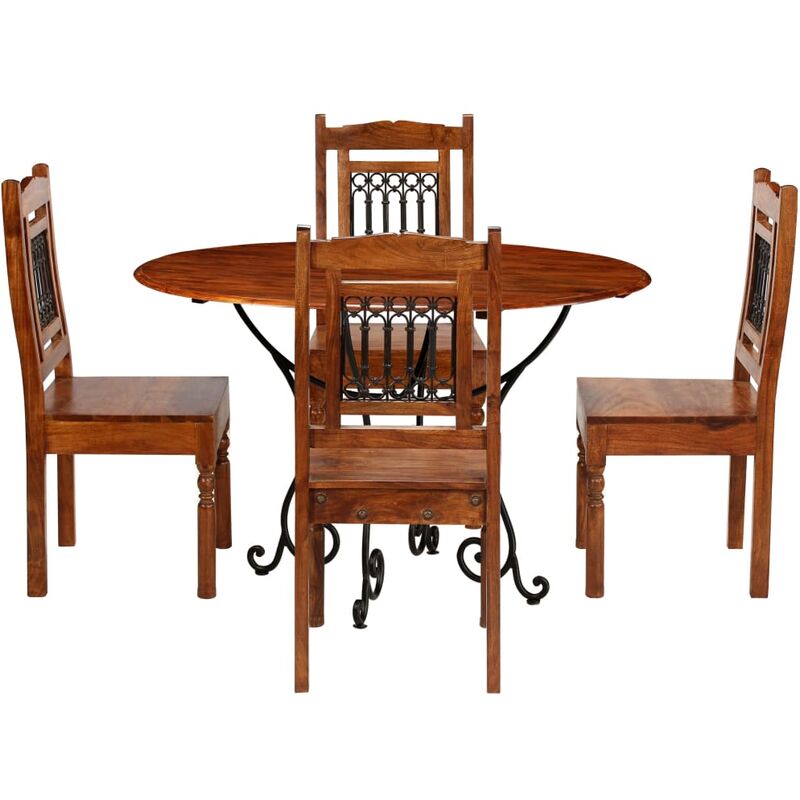 

BHD - Juego de comedor 5 piezas madera acacia acabado sheesham