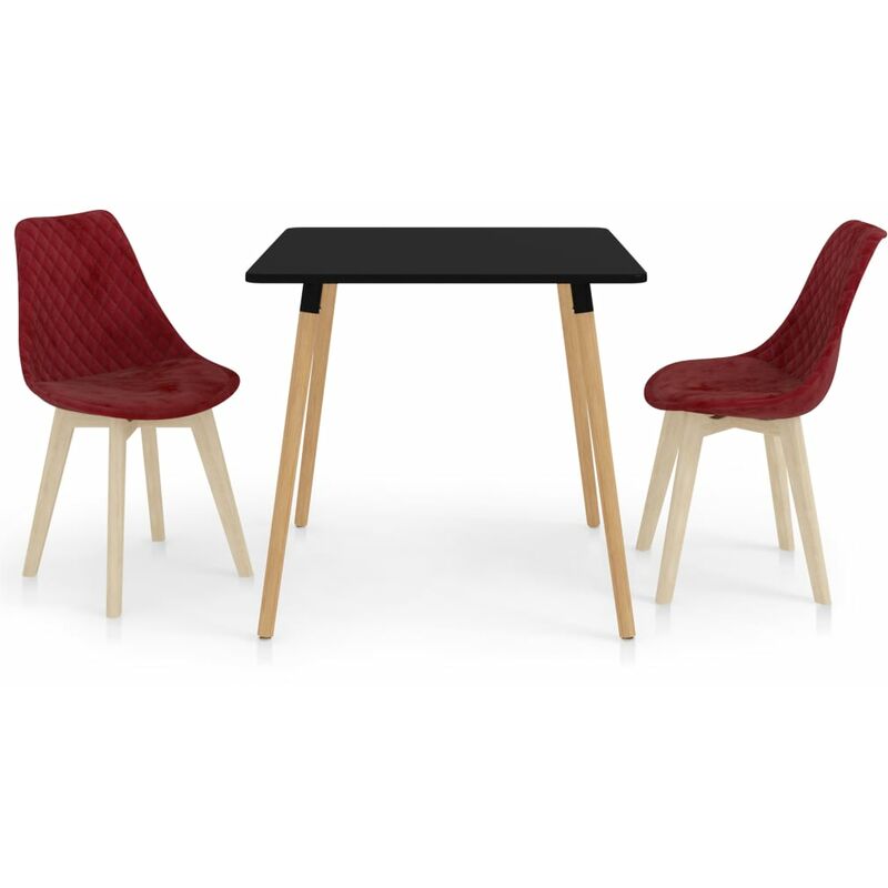 

vidaXL Juego de Comedor 3 Piezas Rojo Vino Tinto Modelo 2 - Rojo