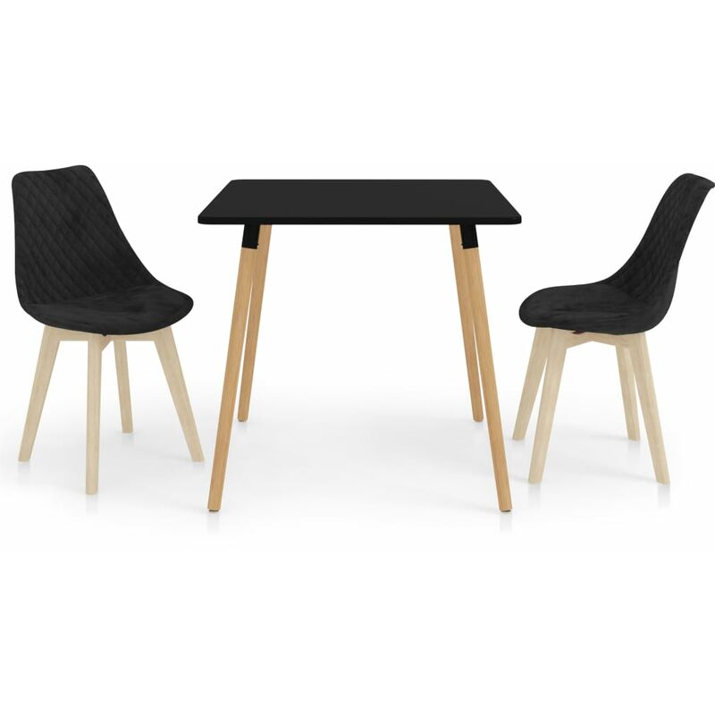 

vidaXL Juego de Comedor 3 Piezas Negro Modelo 2 - Negro