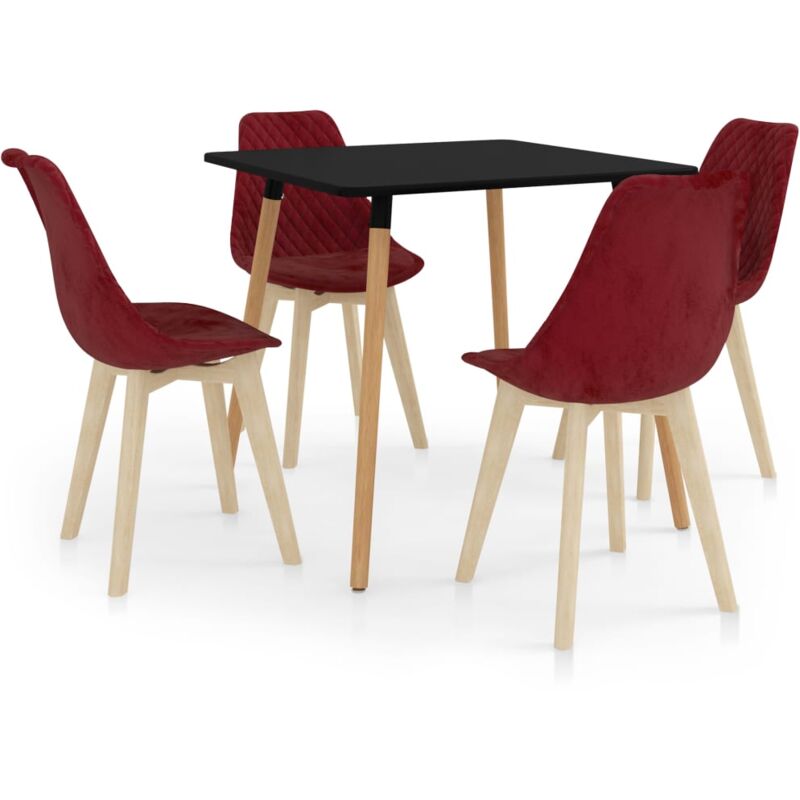 

vidaXL Juego de Comedor 5 Piezas Rojo Vino Tinto Modelo 2 - Rojo