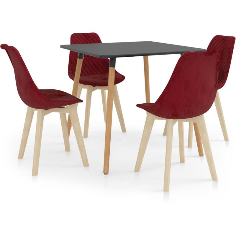 

vidaXL Juego de Comedor 5 Piezas Rojo Vino Tinto Modelo 3 - Rojo