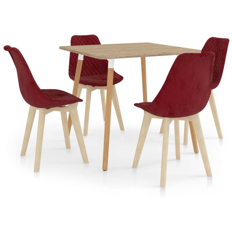 

vidaXL Juego de Comedor 5 Piezas Rojo Vino Tinto Modelo 4 - Rojo