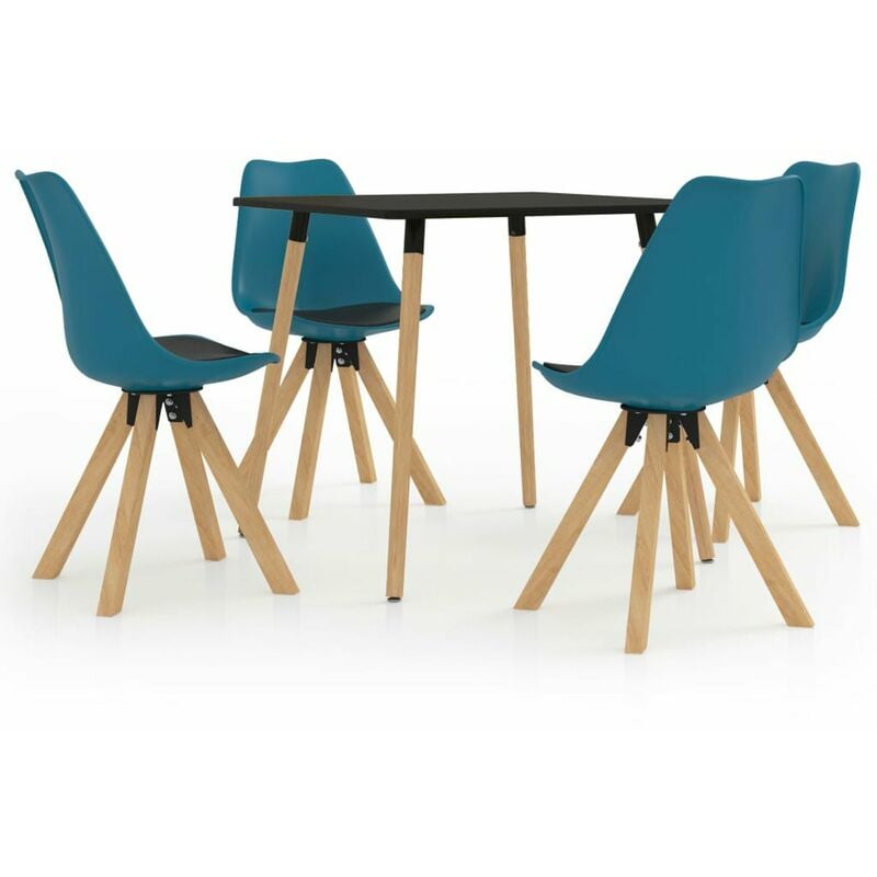 

Happyshopping - Juego de comedor 5 piezas negro y turquesa