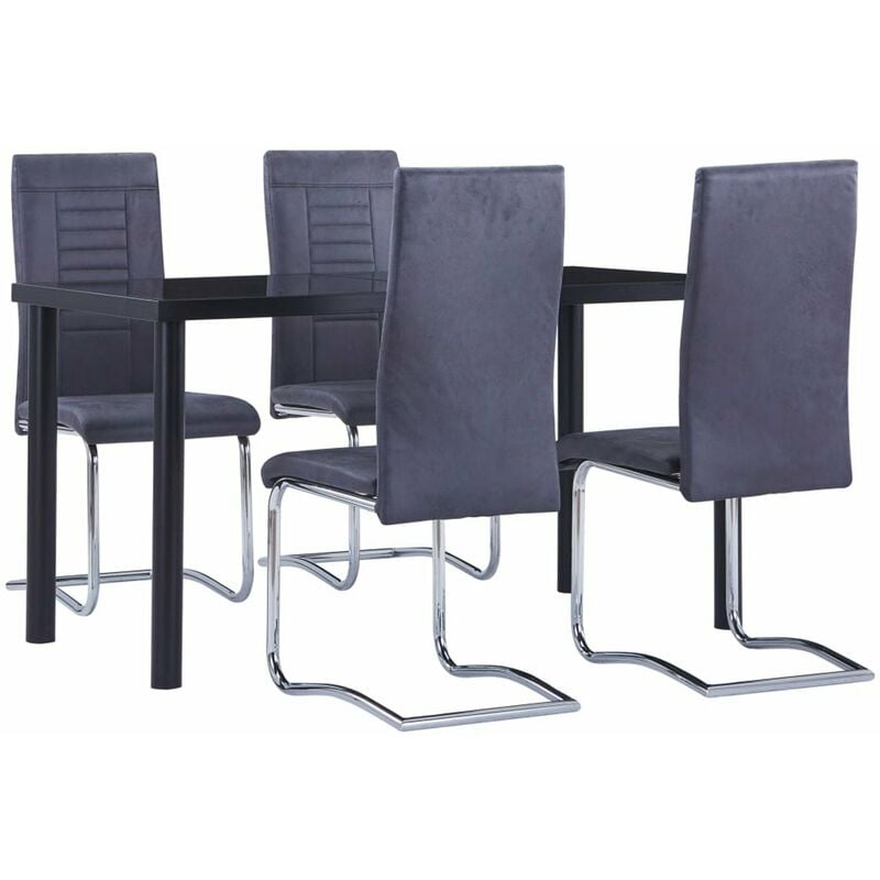 

Happyshopping - Juego de comedor 5 piezas piel de ante artificial gris