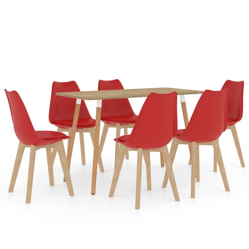 

Vidaxl - Juego de Comedor 7 Piezas Morado Oscuro Modelo 4 - Rojo