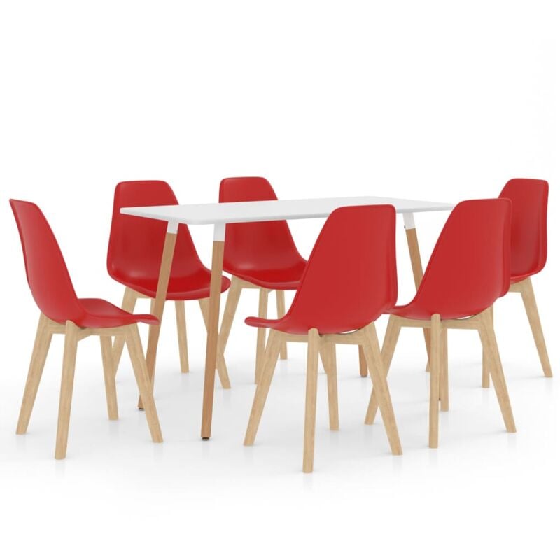 

vidaXL Juego de Comedor 7 Piezas Rojo Modelo 1 - Rojo