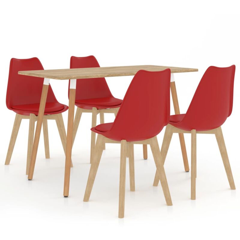 

vidaXL Juego de Comedor 5 Piezas Rojo Modelo 4 - Rojo