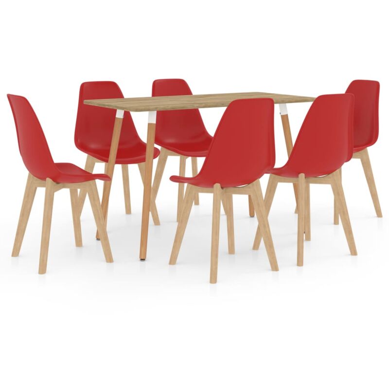 

vidaXL Juego de Comedor 7 Piezas Rojo Modelo 4 - Rojo