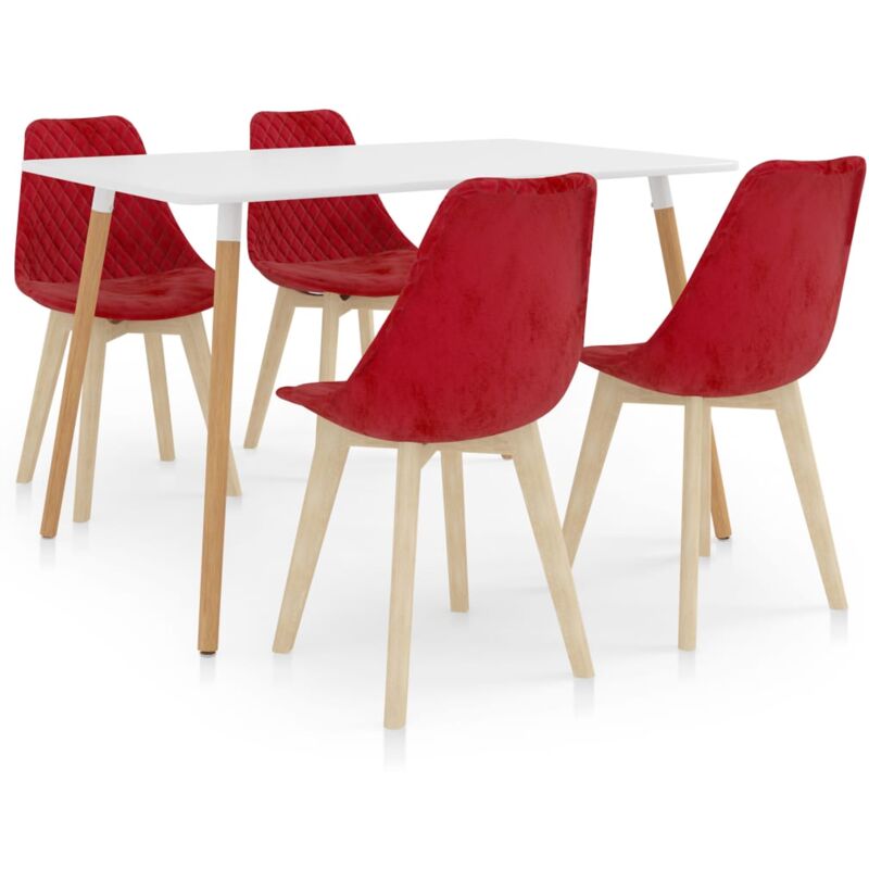 

vidaXL Juego de comedor 5 piezas rojo - Rojo