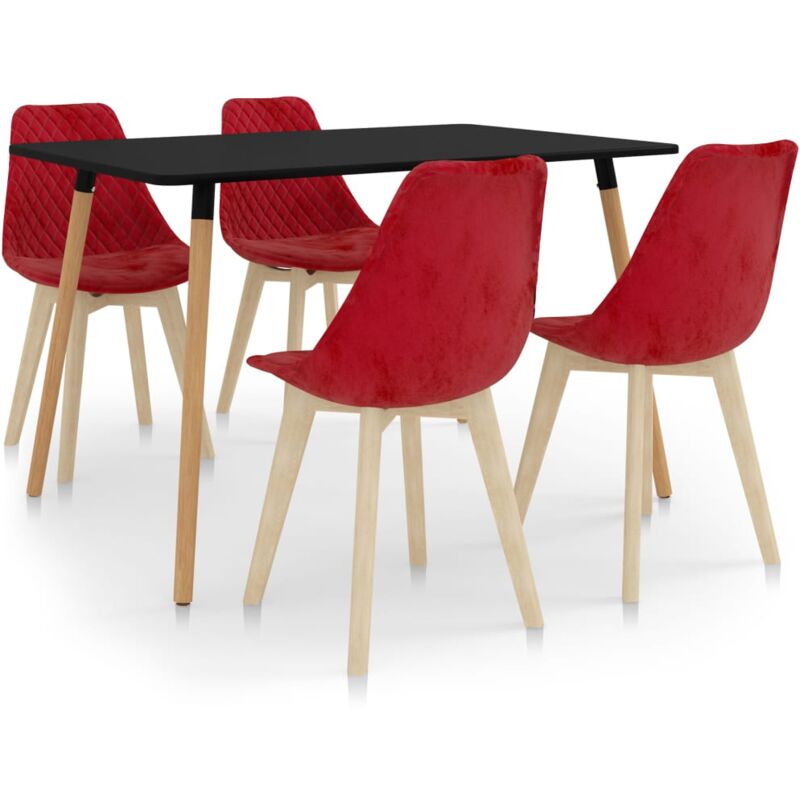 

vidaXL Juego de comedor 5 piezas rojo - Rojo