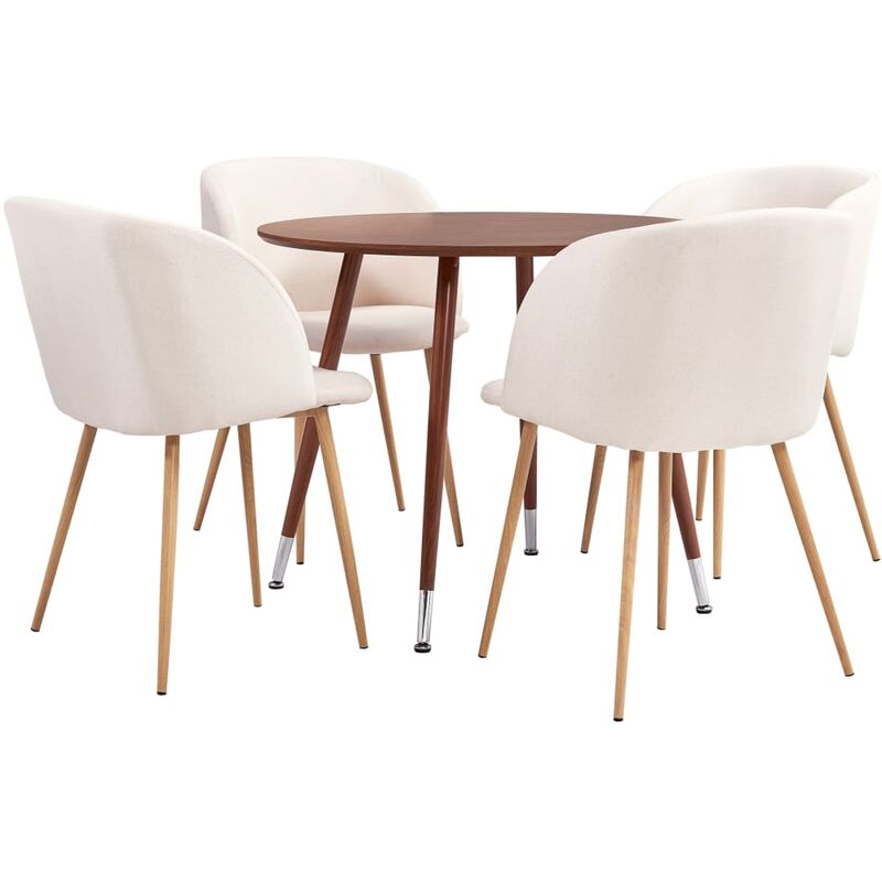 

Vidaxl - Juego de comedor 5 piezas tela color crema - Crema