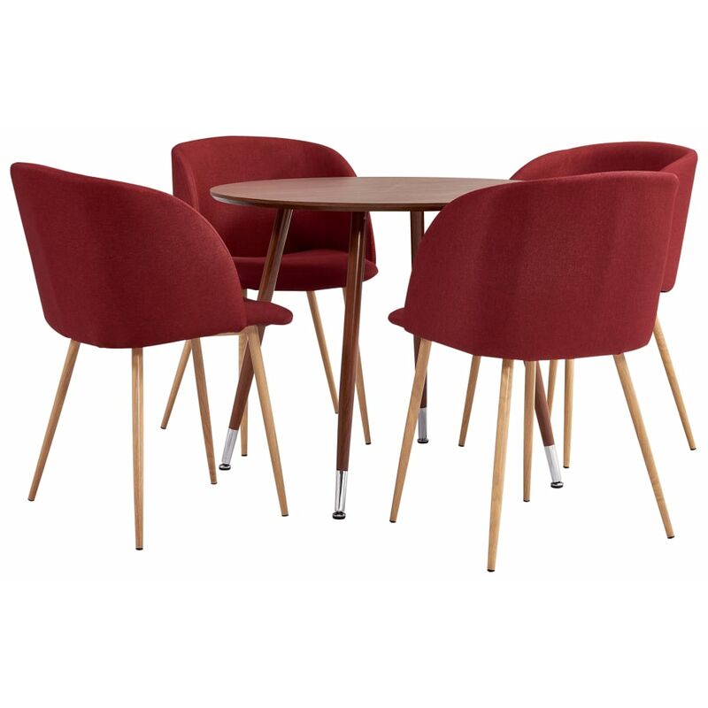 

Vidaxl - Juego de comedor 5 piezas tela color vino tinto - Rojo