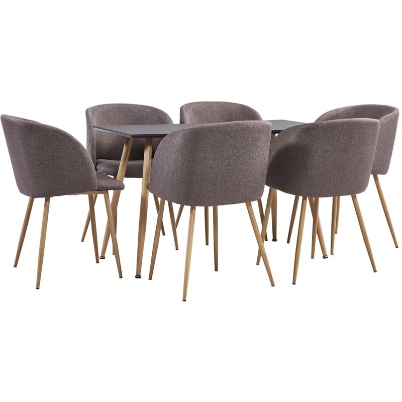 

Vidaxl - Juego de Comedor Tela 7 Piezas Marrón - Marrón