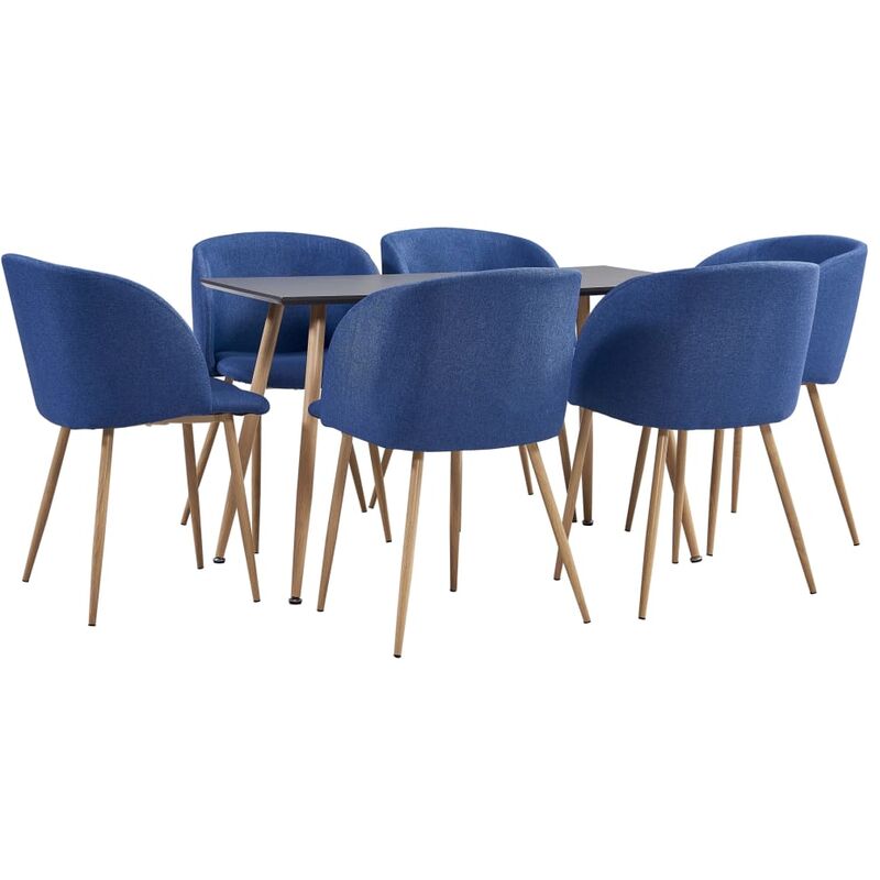 

Vidaxl - Juego de Comedor Tela 7 Piezas Azul - Azul