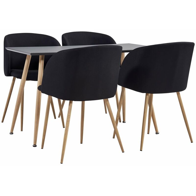 

Vidaxl - Juego de Comedor Tela 5 Piezas Negro - Negro