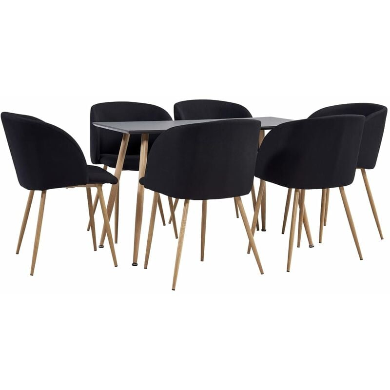 

Vidaxl - Juego de Comedor Tela 7 Piezas Negro - Negro