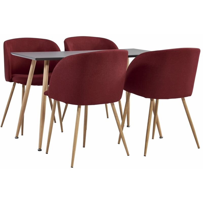 

Vidaxl - Juego de Comedor Tela 5 Piezas Vino Tinto - Rojo