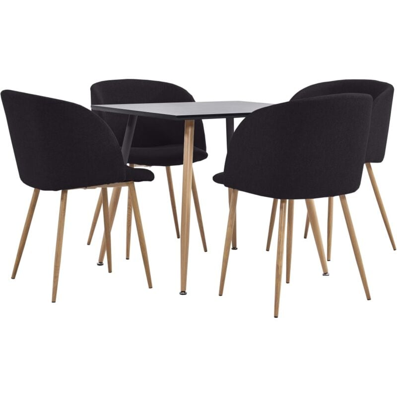 

vidaXL Juego de Comedor Tela 5 Piezas Negro - Negro