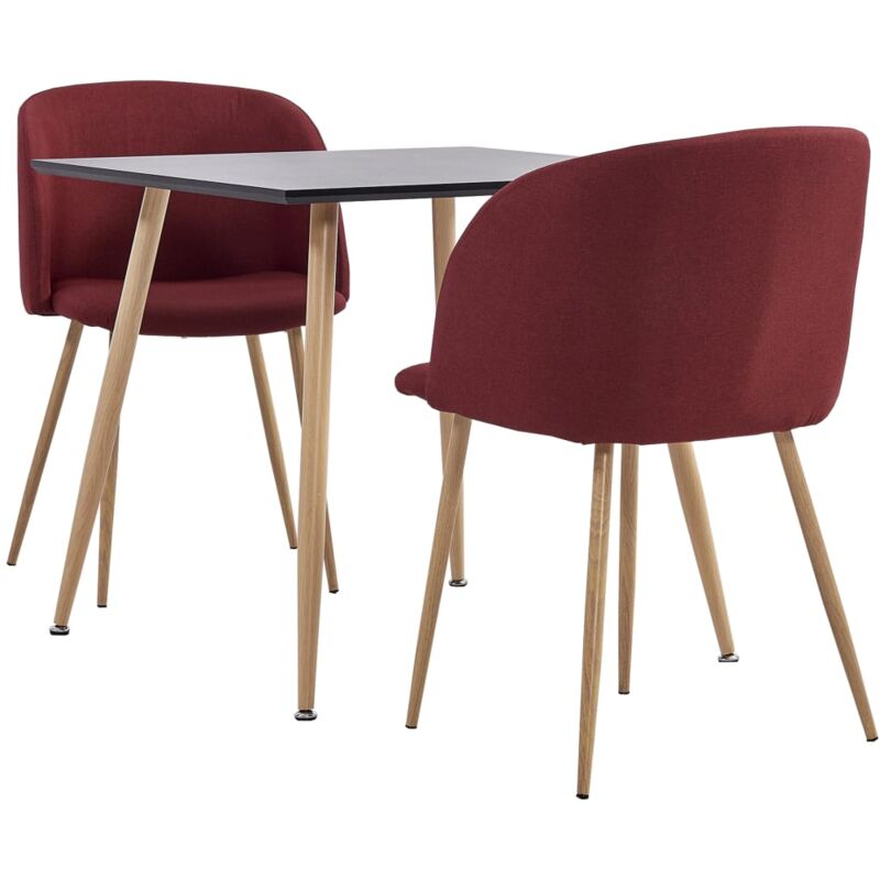 

vidaXL Juego de Comedor Tela 3 Piezas Vino Tinto - Rojo
