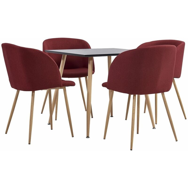 

vidaXL Juego de Comedor Tela 5 Piezas Vino Tinto - Rojo