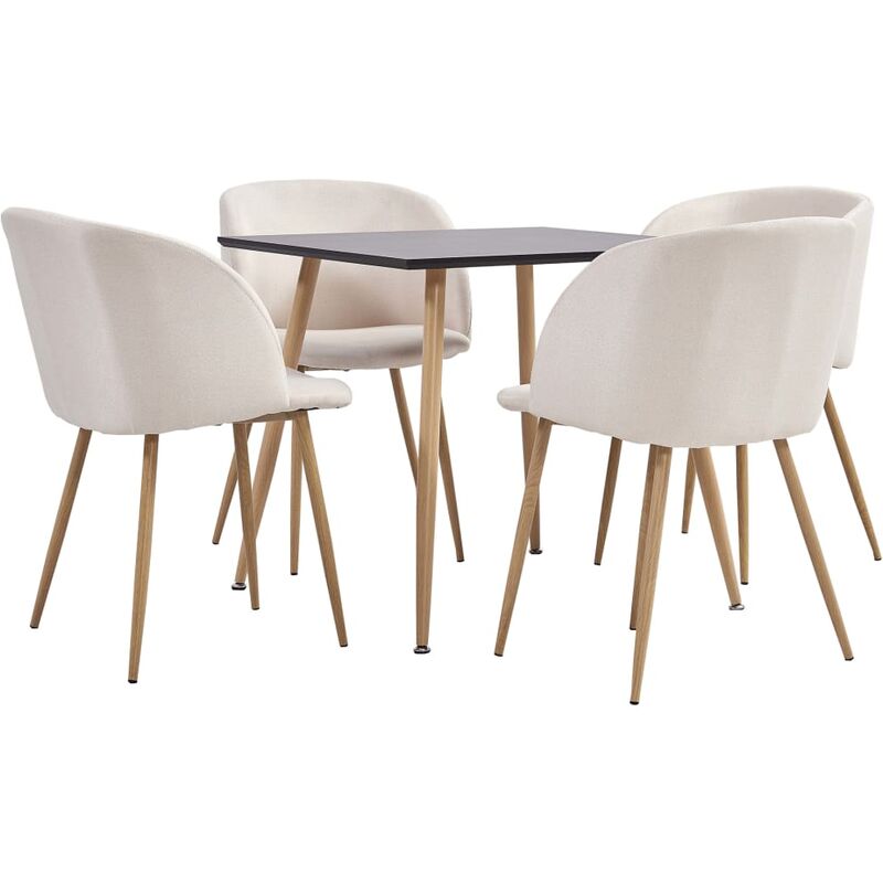 

vidaXL Juego de Comedor Tela 5 Piezas Crema - Crema