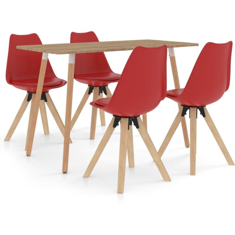 

vidaXL Juego de Comedor 5 Piezas Modeo 4 Rojo - Rojo