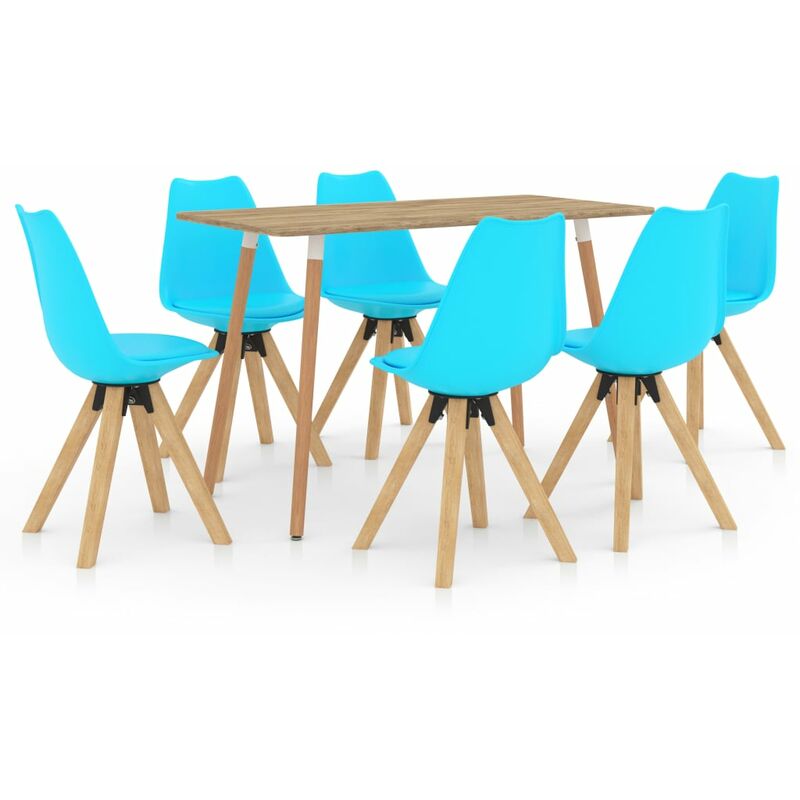 

vidaXL Juego de comedor 7 piezas azul - Azul