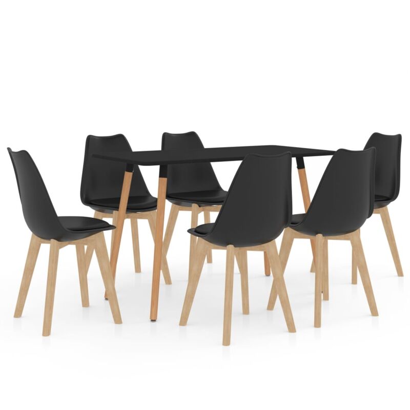 

vidaXL Juego de Comedor 7 Piezas Negro Modelo 2 - Negro