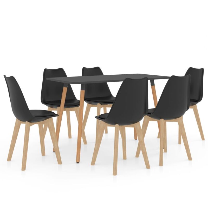 

vidaXL Juego de Comedor 7 Piezas Negro Modelo 3 - Negro