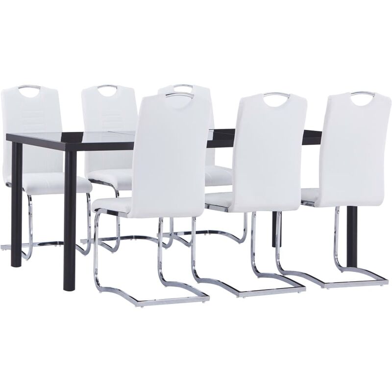 

Juego de comedor 7 piezas cuero sintético blanco