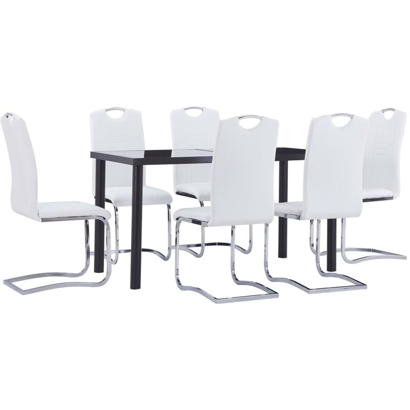 

Juego de comedor 7 piezas cuero sintético blanco