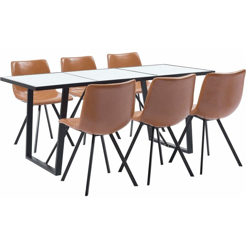 

Juego de comedor 7 piezas cuero sintético color coñac