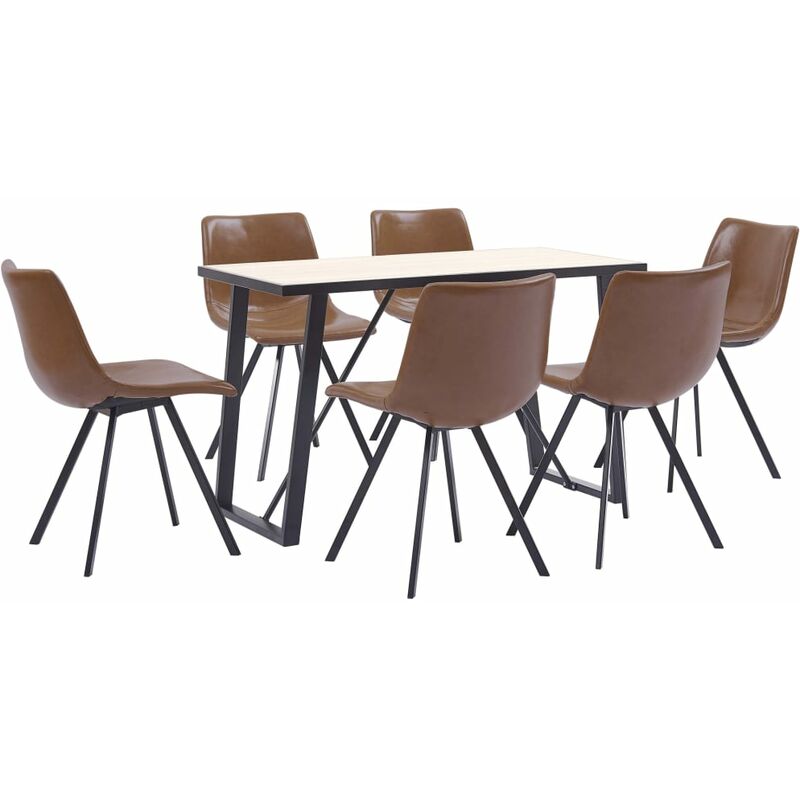 

Juego de comedor 7 piezas cuero sintético color coñac