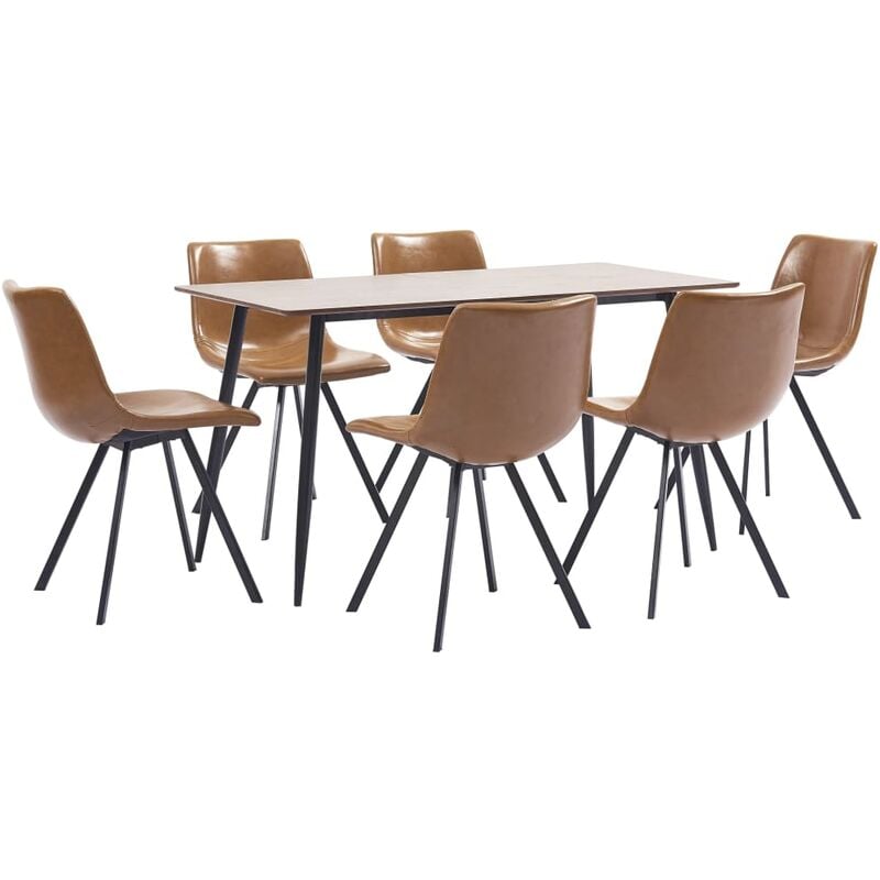 

Juego de comedor 7 piezas cuero sintético color coñac