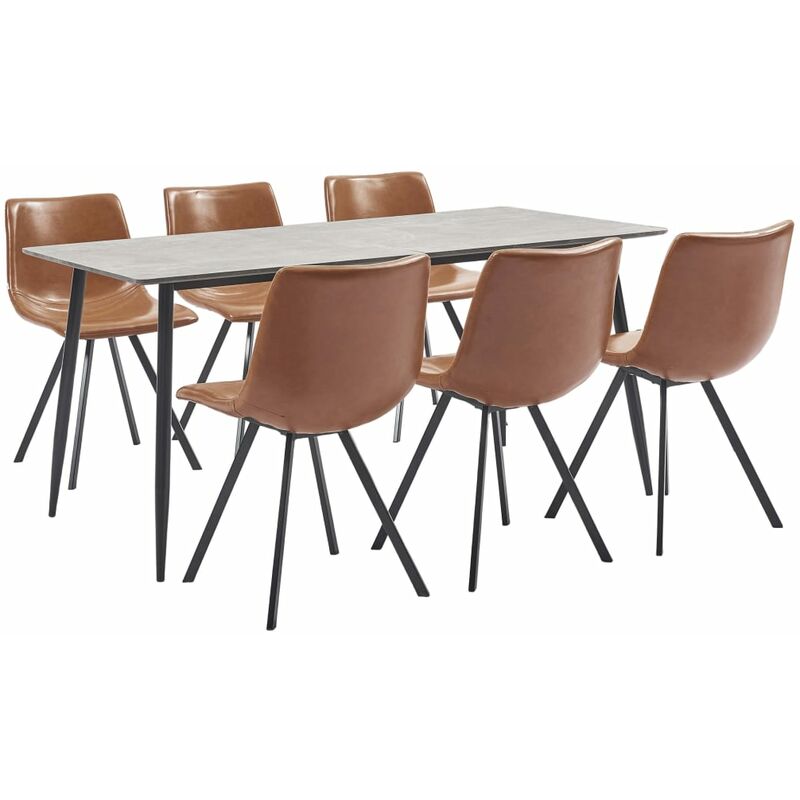 

Juego de comedor 7 piezas cuero sintético color coñac