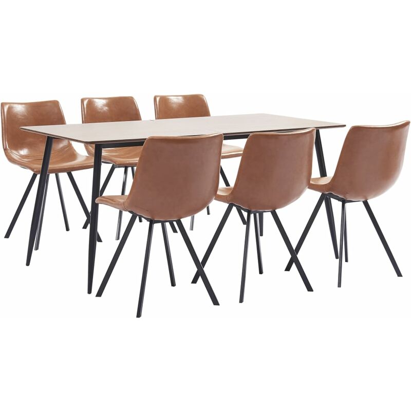 

Juego de comedor 7 piezas cuero sintético color coñac