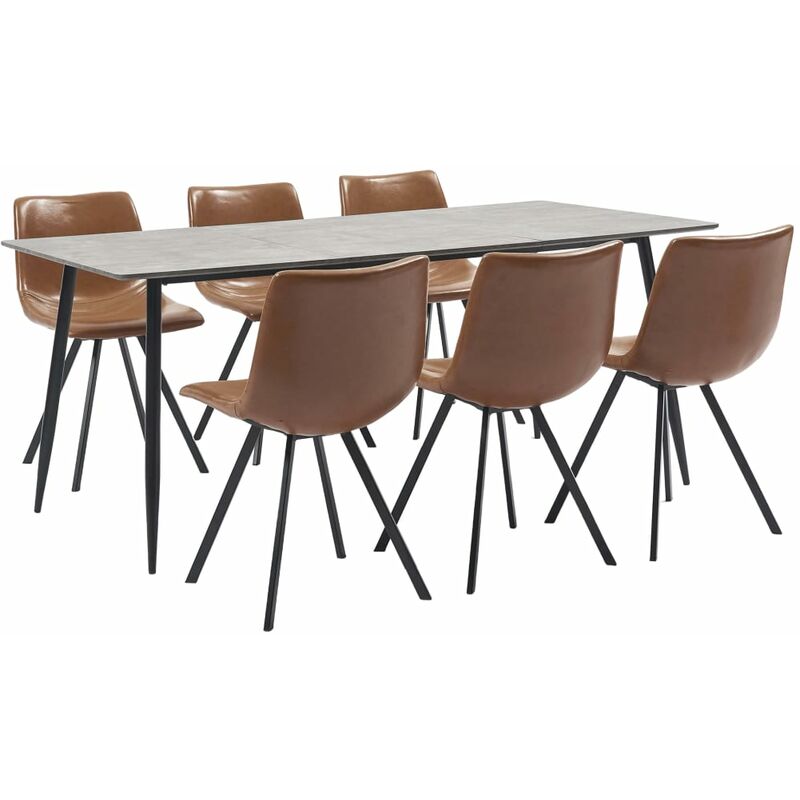 

Juego de comedor 7 piezas cuero sintético color coñac