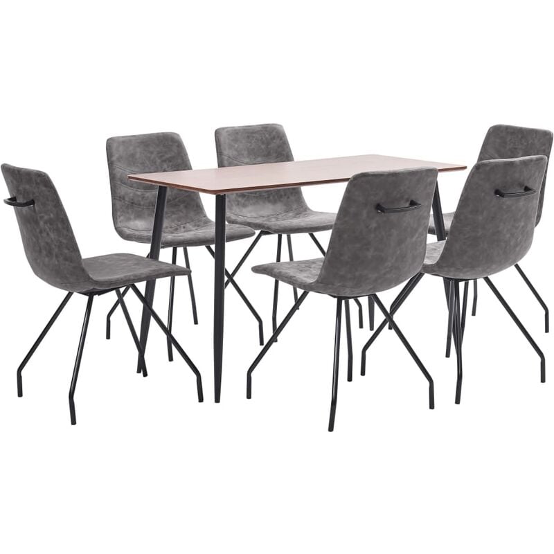 

Juego de Comedor Cuero Sintético 7 Piezas Marrón Oscuro - Marrón - Vidaxl