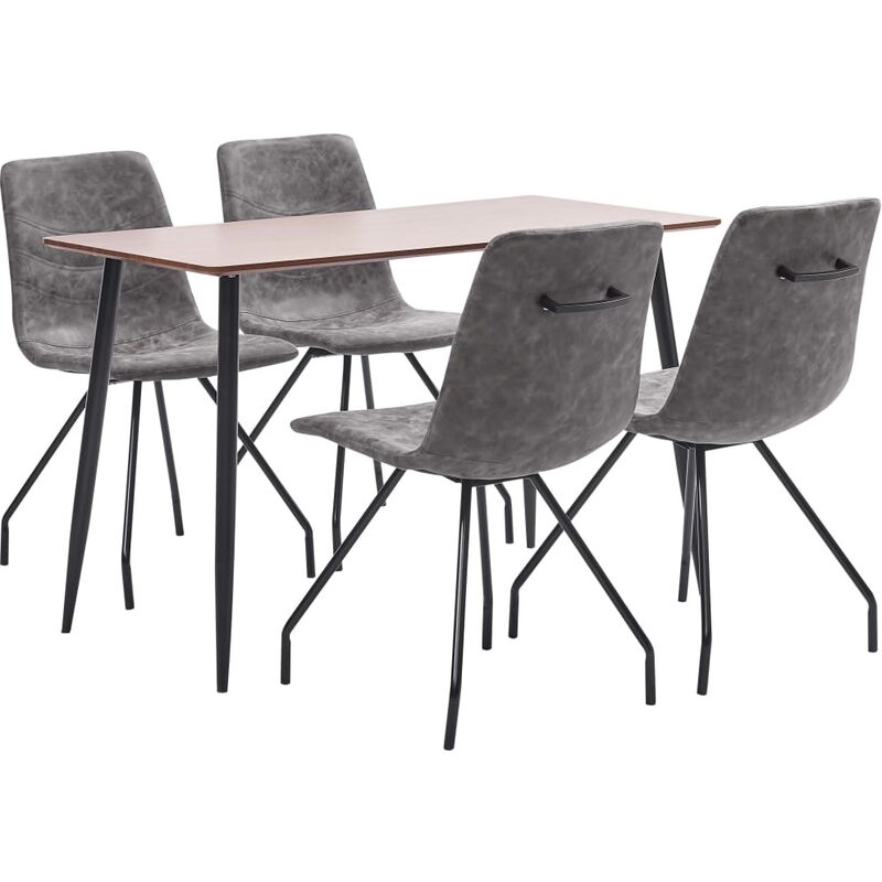 

Juego de Comedor Cuero Sintético 5 Piezas Marrón Oscuro - Marrón - Vidaxl