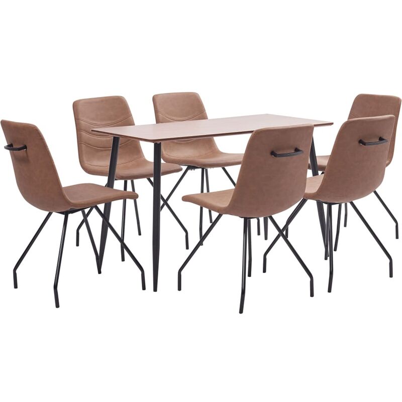 

vidaXL Juego de Comedor Cuero Sintético 7 Piezas Marrón - Marrón