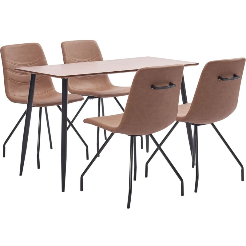 

Juego de Comedor Cuero Sintético 5 Piezas Marrón - Marrón - Vidaxl