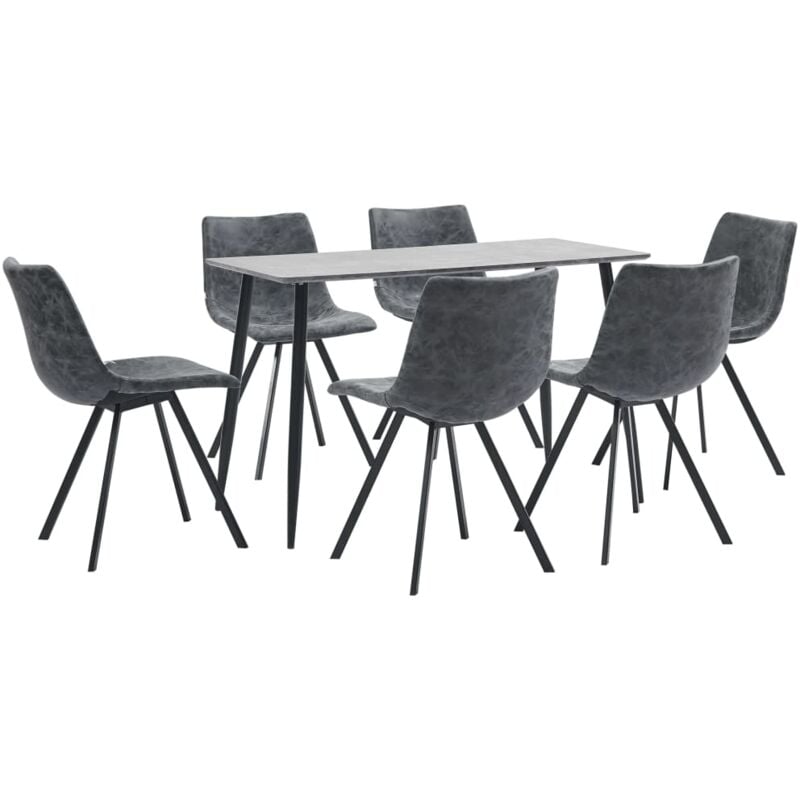 

vidaXL Juego de Comedor Cuero Sintético 7 Piezas Negro - Negro