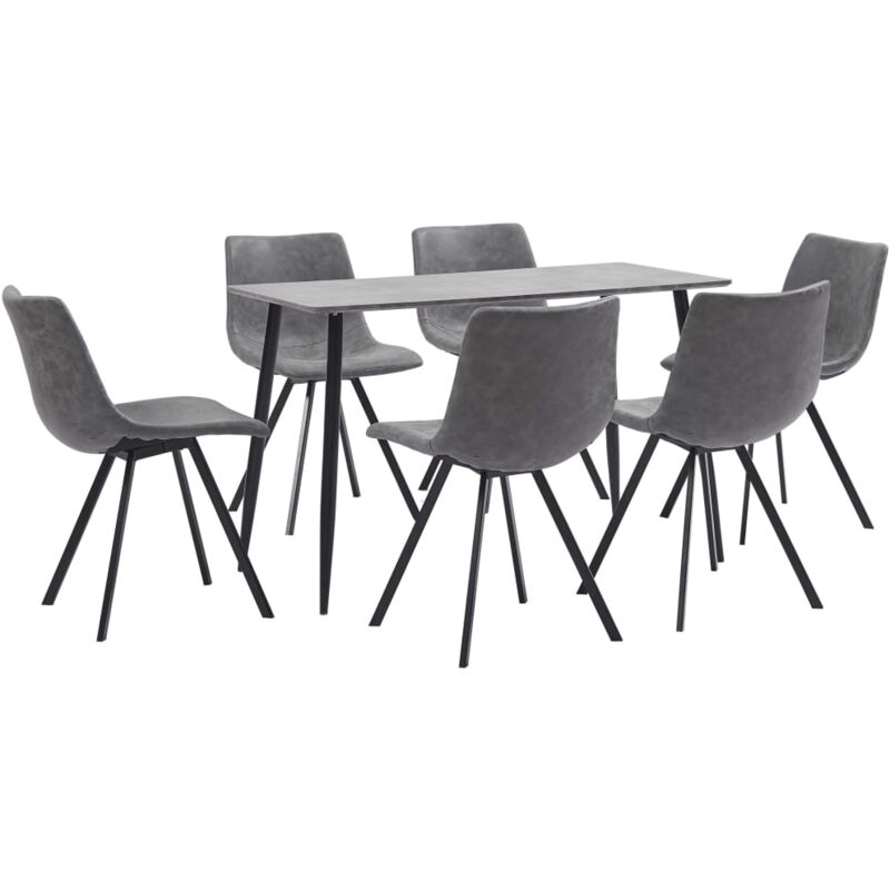 

vidaXL Juego de Comedor Cuero Sintético 7 Piezas Gris - Gris