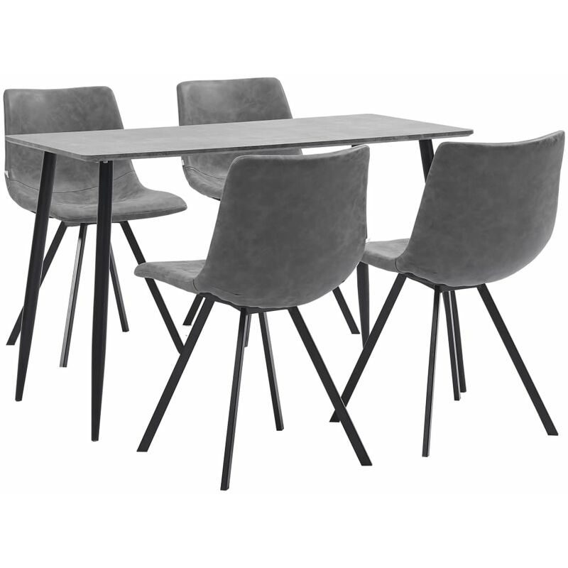 

vidaXL Juego de Comedor Cuero Sintético 5 Piezas Gris - Gris